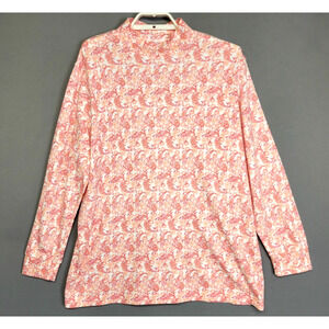 Speculation Woman Mock Neck Top Womens 1X Pink Paisley Long Sleeves Turtleneck
